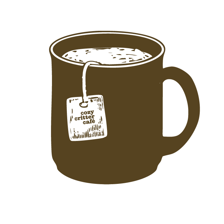 Cozy Critter Café coffee cup illustration